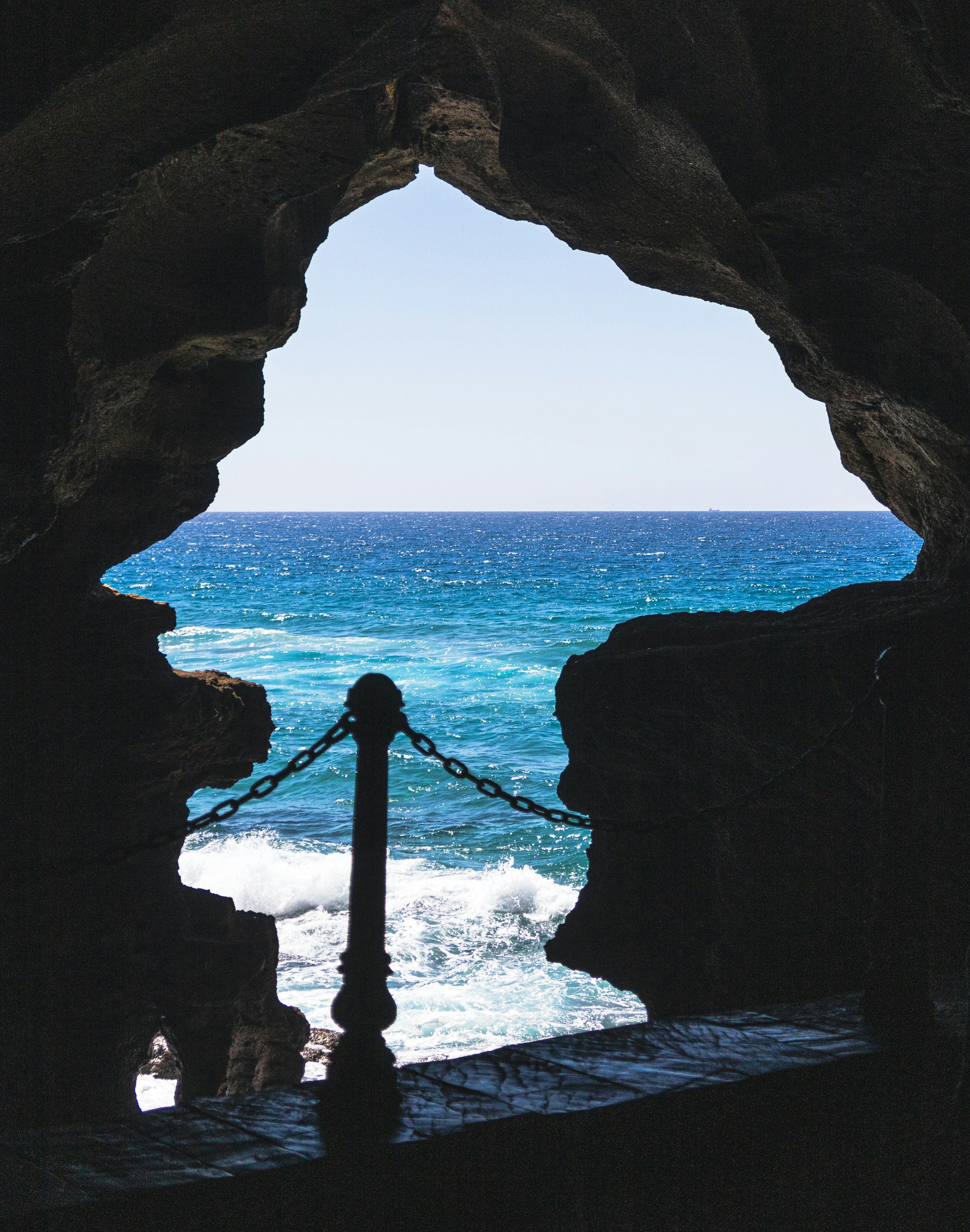 Ocean seen from inside a sea cave near Tangier