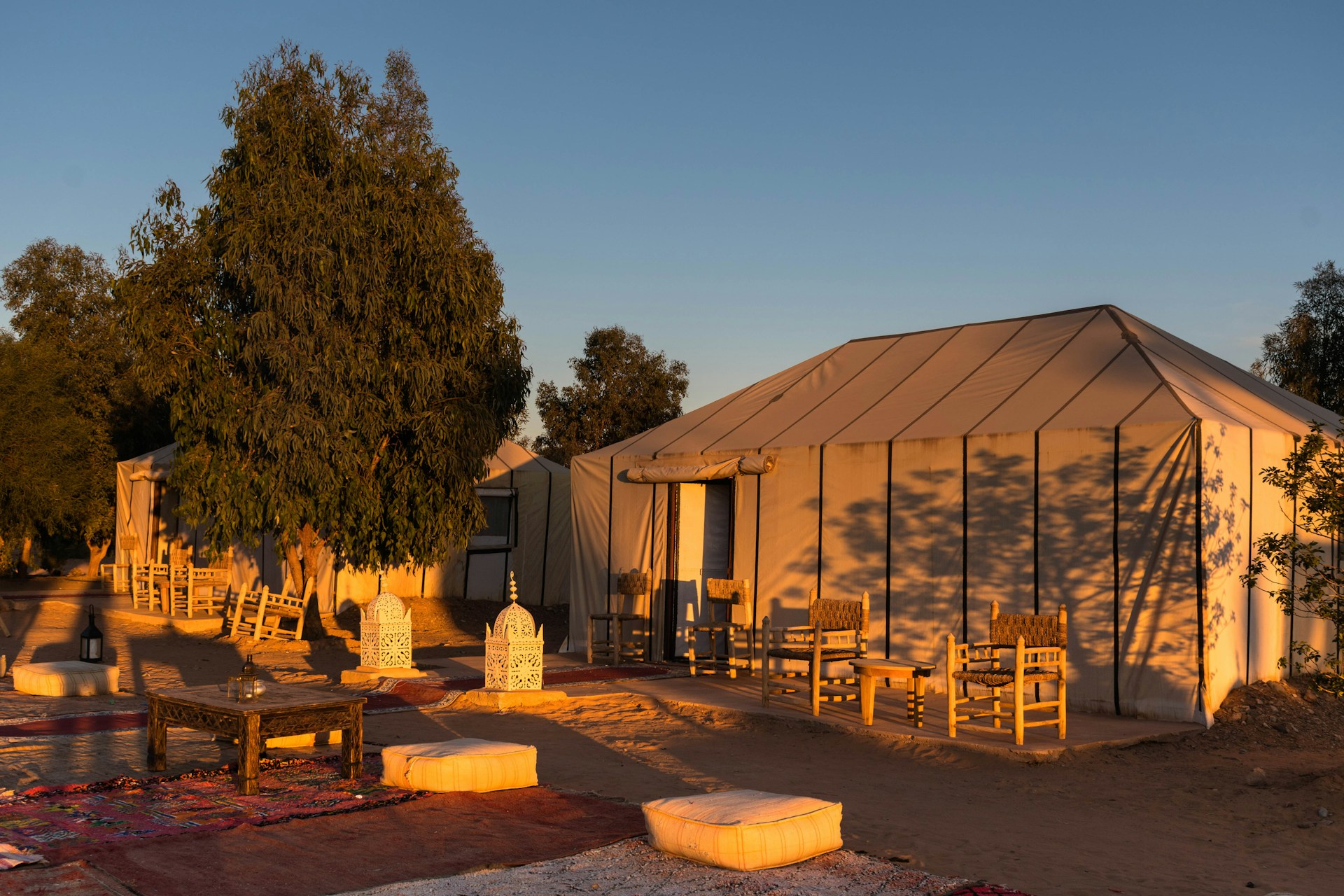 Traditional tent at a desert camp in the Moroccan Sahara