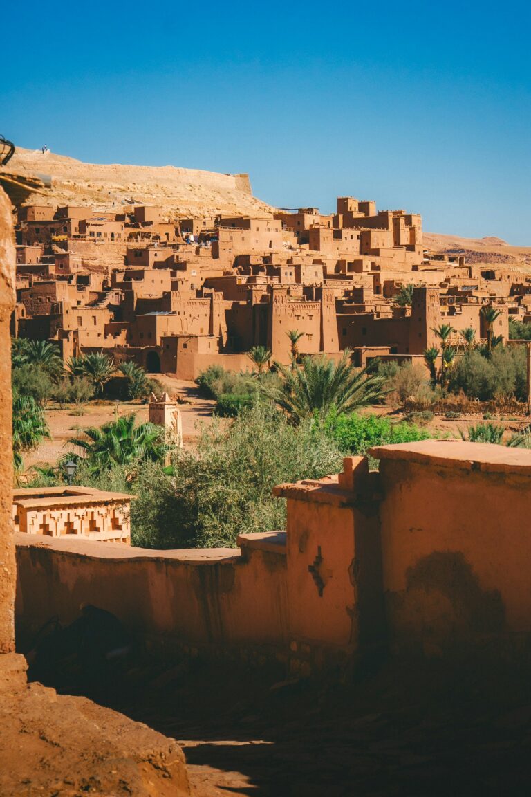 Ancient earthen village on a hillside in southern Morocco