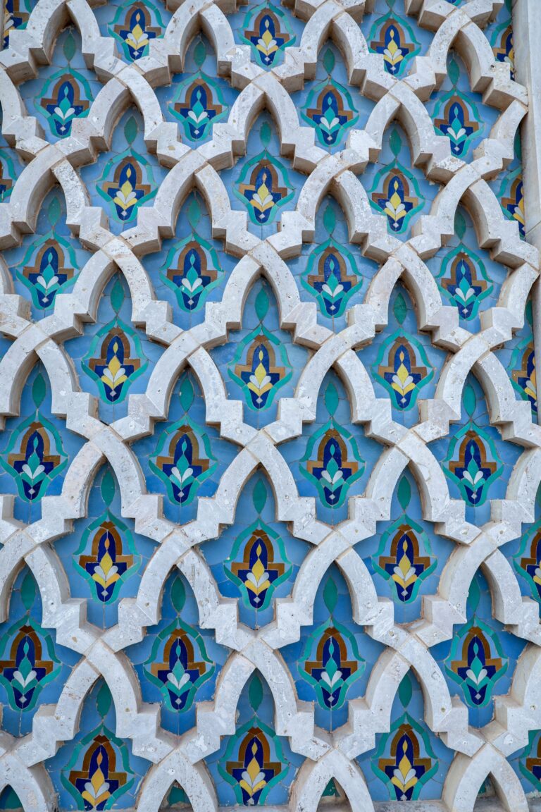 Blue and white painted walls in the Kasbah of the Udayas, Rabat