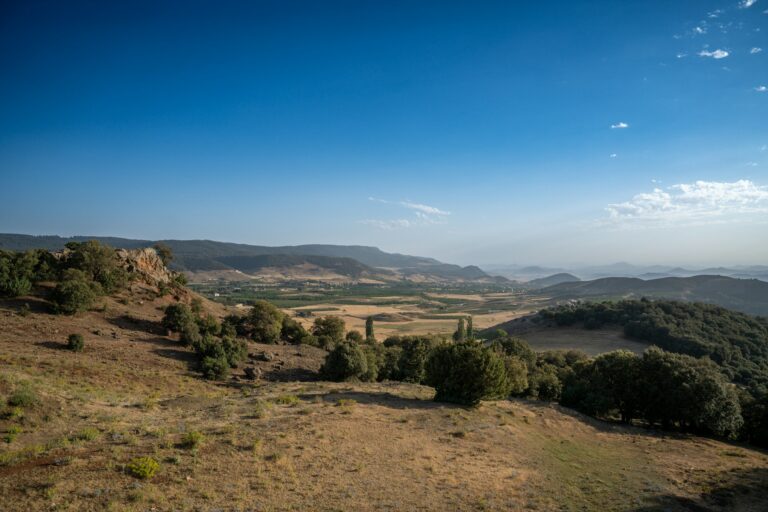 View over a valley and mountains of the Middle Atlas from a hillside