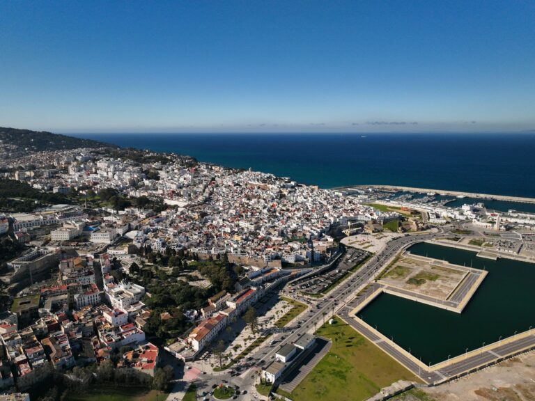 Aerial view of Tangier and the bay on the Strait of Gibraltar